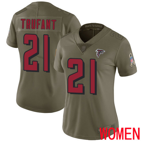 Atlanta Falcons Limited Olive Women Desmond Trufant Jersey NFL Football #21 2017 Salute to Service->women nfl jersey->Women Jersey